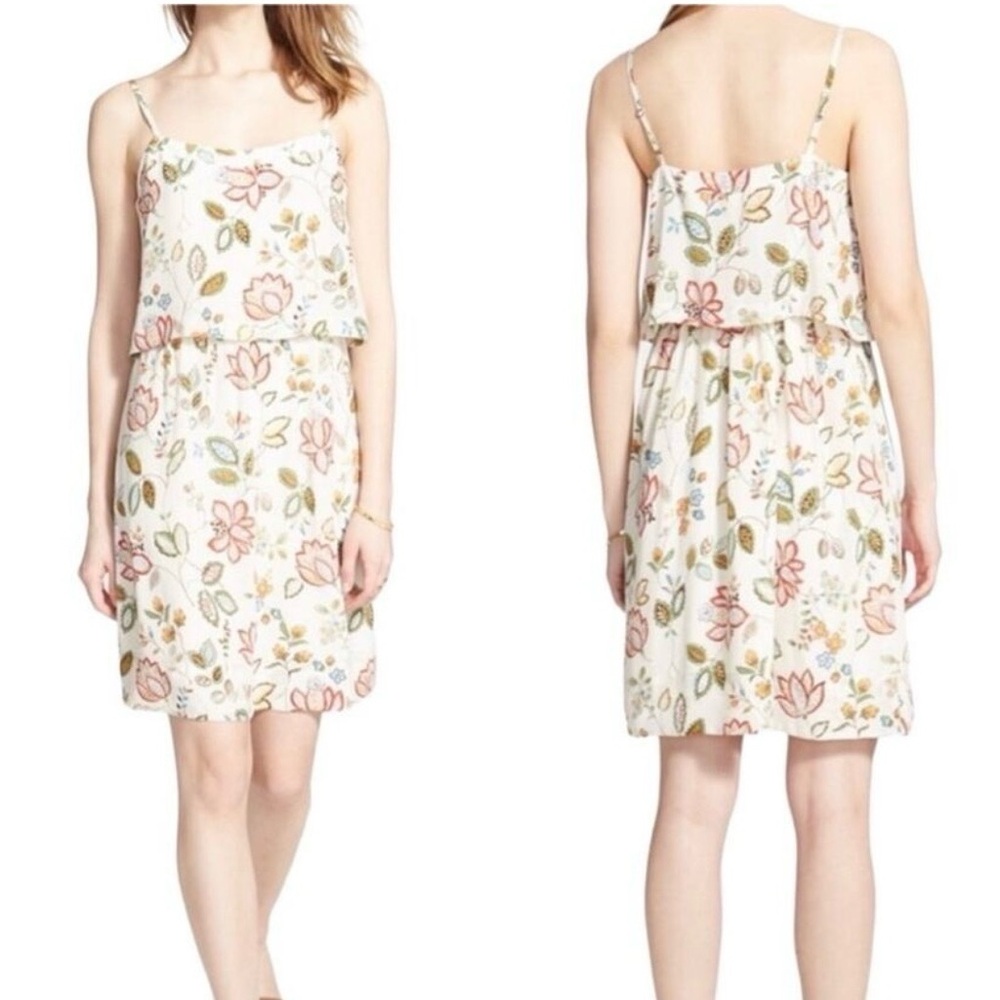 Madewell Women's Size 0 100% Silk Floral Blouson Spaghetti Strap Dress